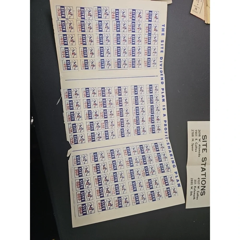 Large Lot of Vintage  Site Station Store Gas Trading Stamps & Folder 1954